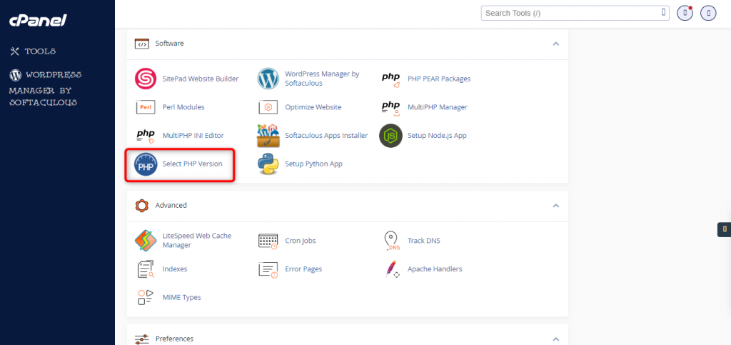 How to change Php Version At PHP Selector