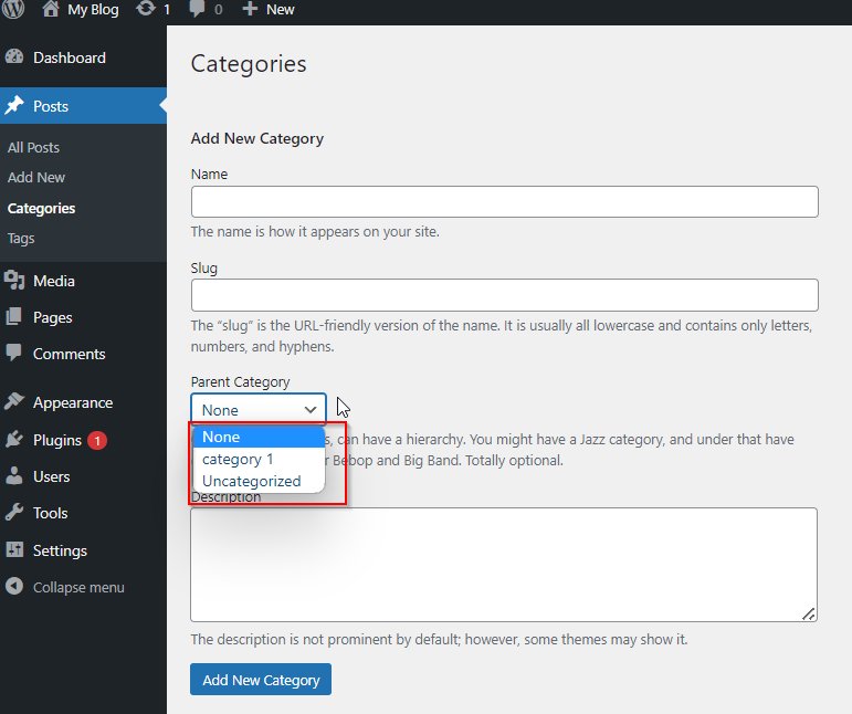 WordPress – Arrange Categories