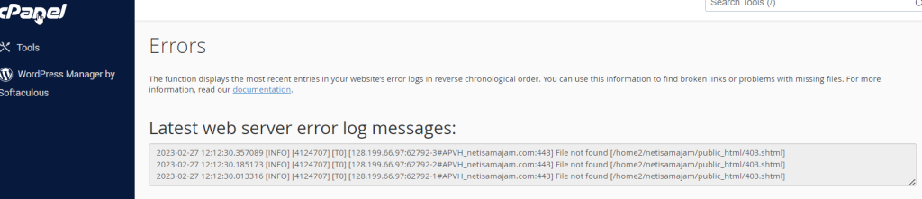Errors – cPanel