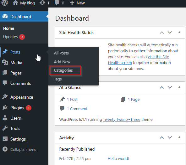 WordPress – Add Category