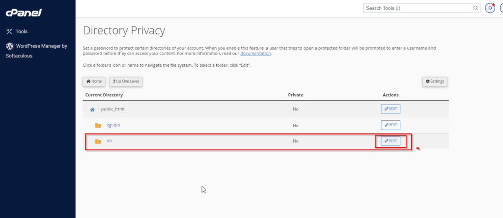 Directory Privacy – cPanel