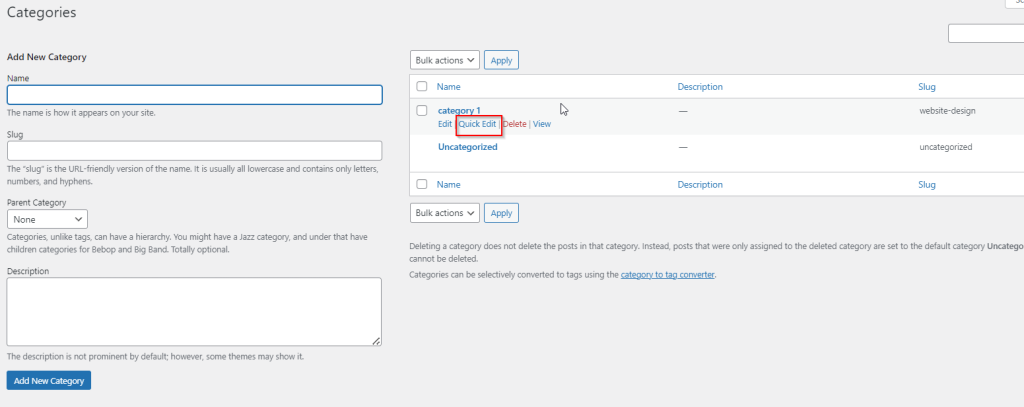 WordPress – Edit Category