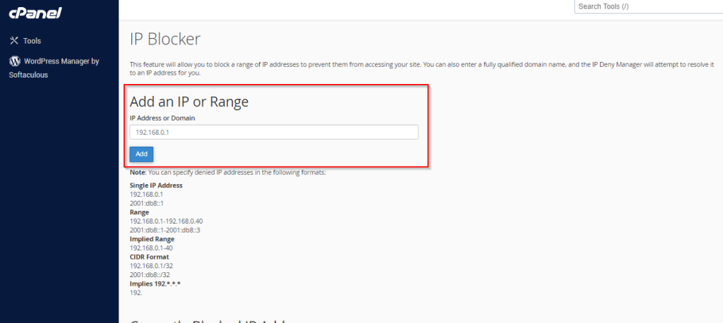 IP Blocker – cPanel