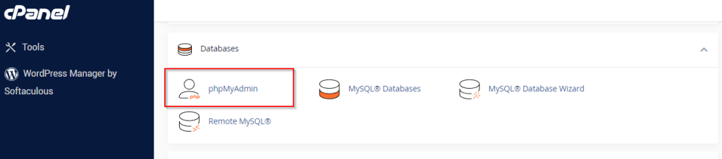 phpMyAdmin – cPanel