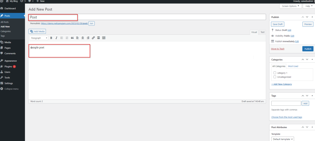 WordPress – Publish Posts