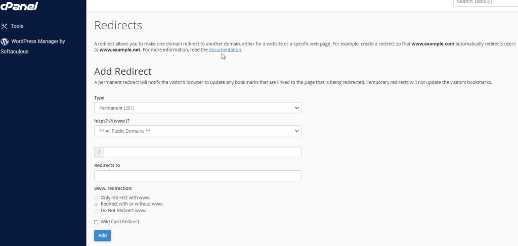 Redirect – cPanel
