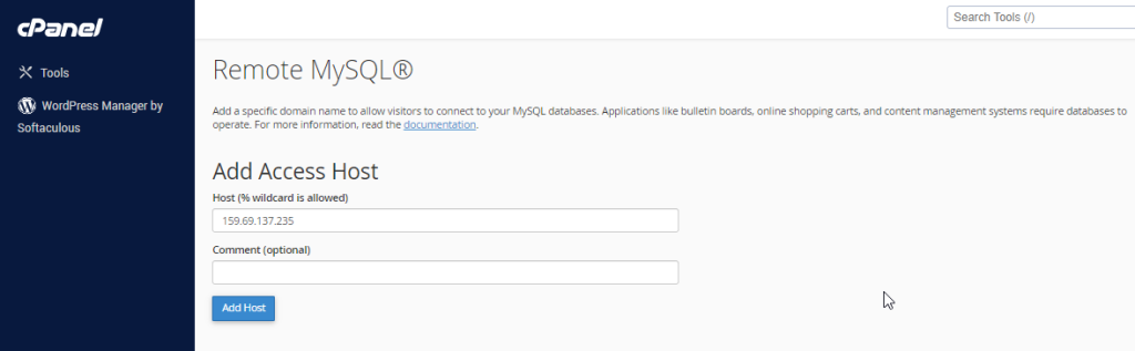 cPanel – MYSQL Databases