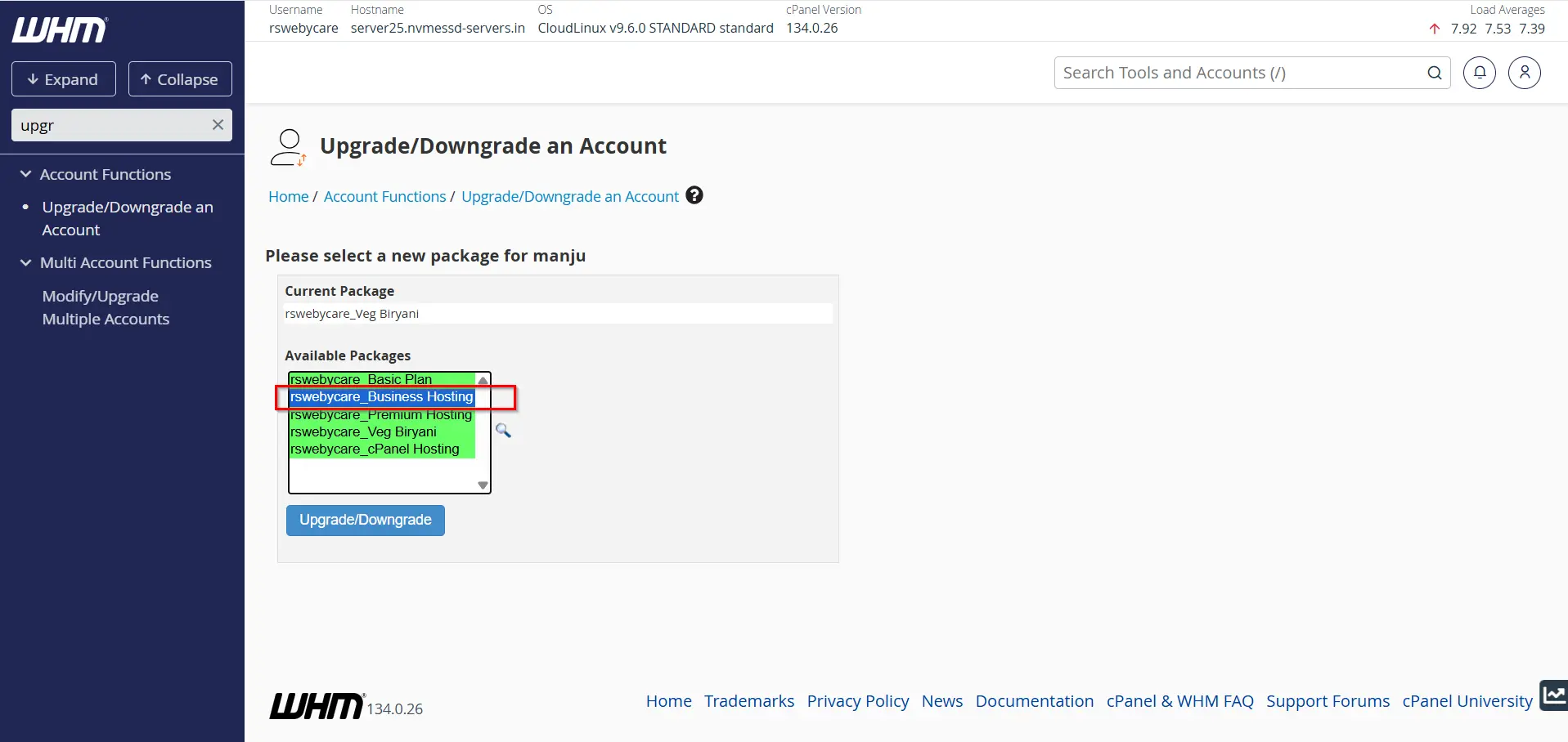 how-to-upgrade-or-downgrade-an-account-in-whm