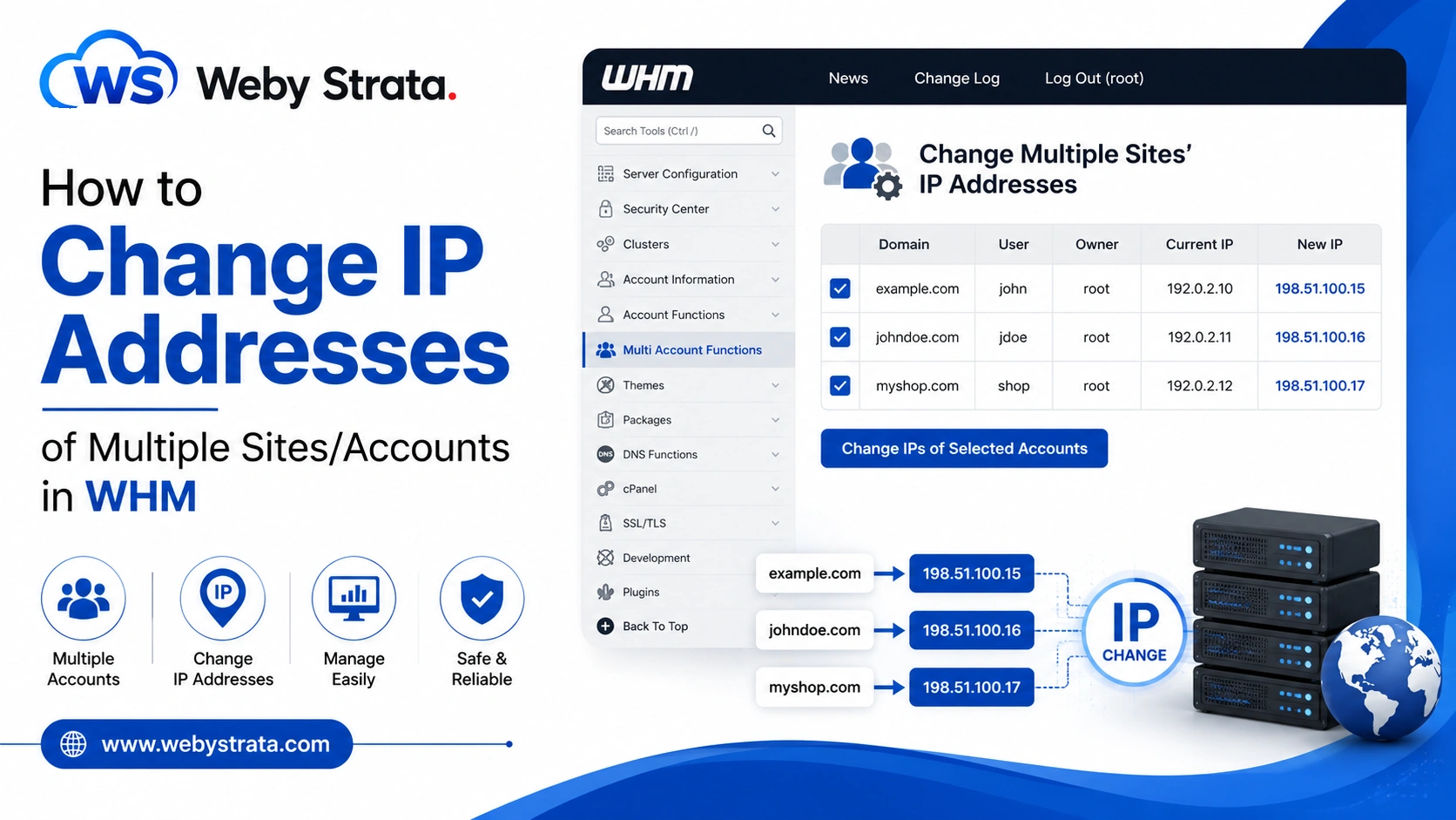 How to Change IP Addresses of Multiple Sites/Accounts in WHM?