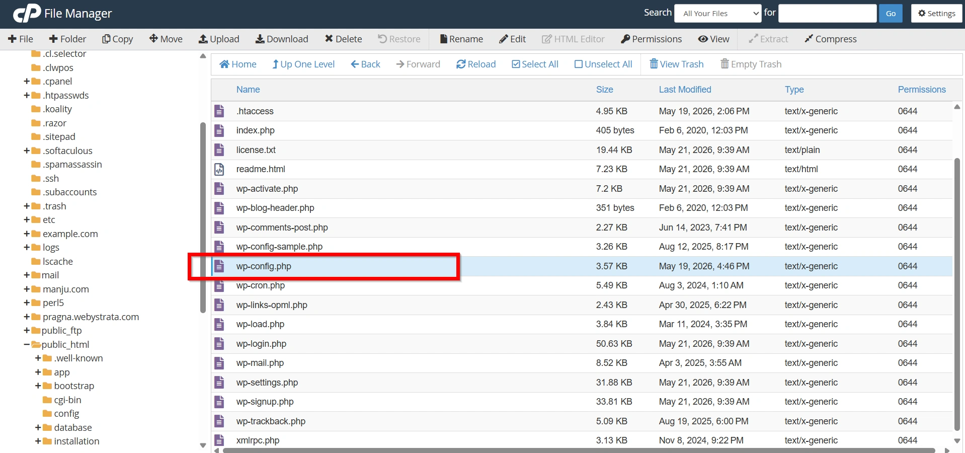 locate-your-wordpress-configuration-file-using-cpanel