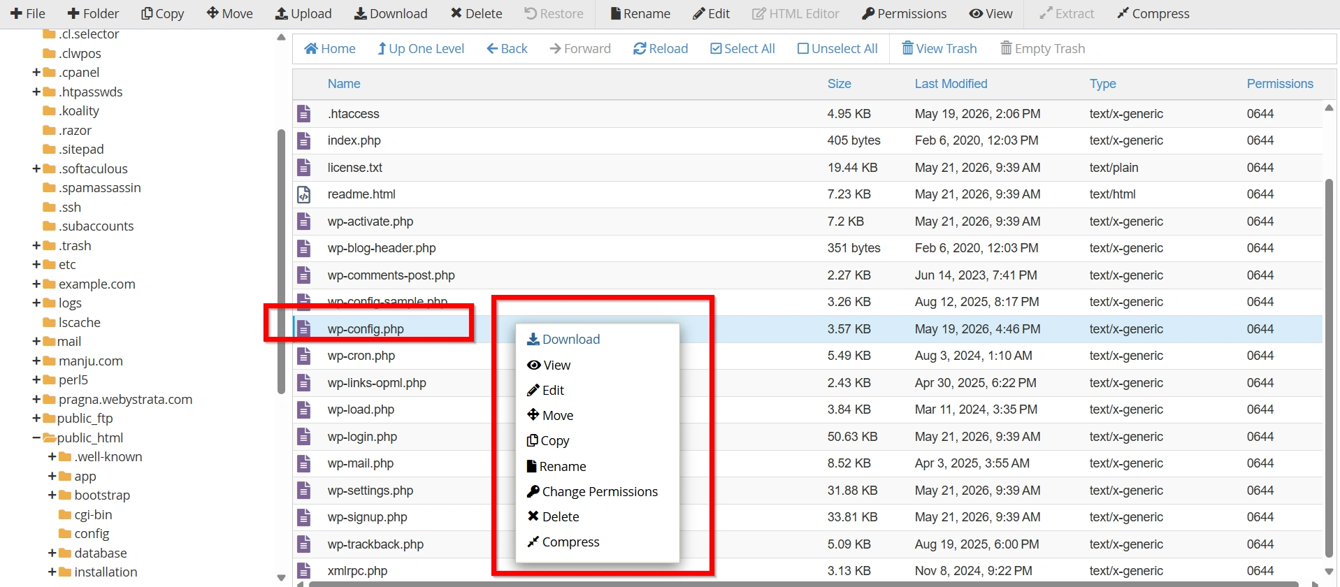 locate-your-wordpress-configuration-file-using-cpanel