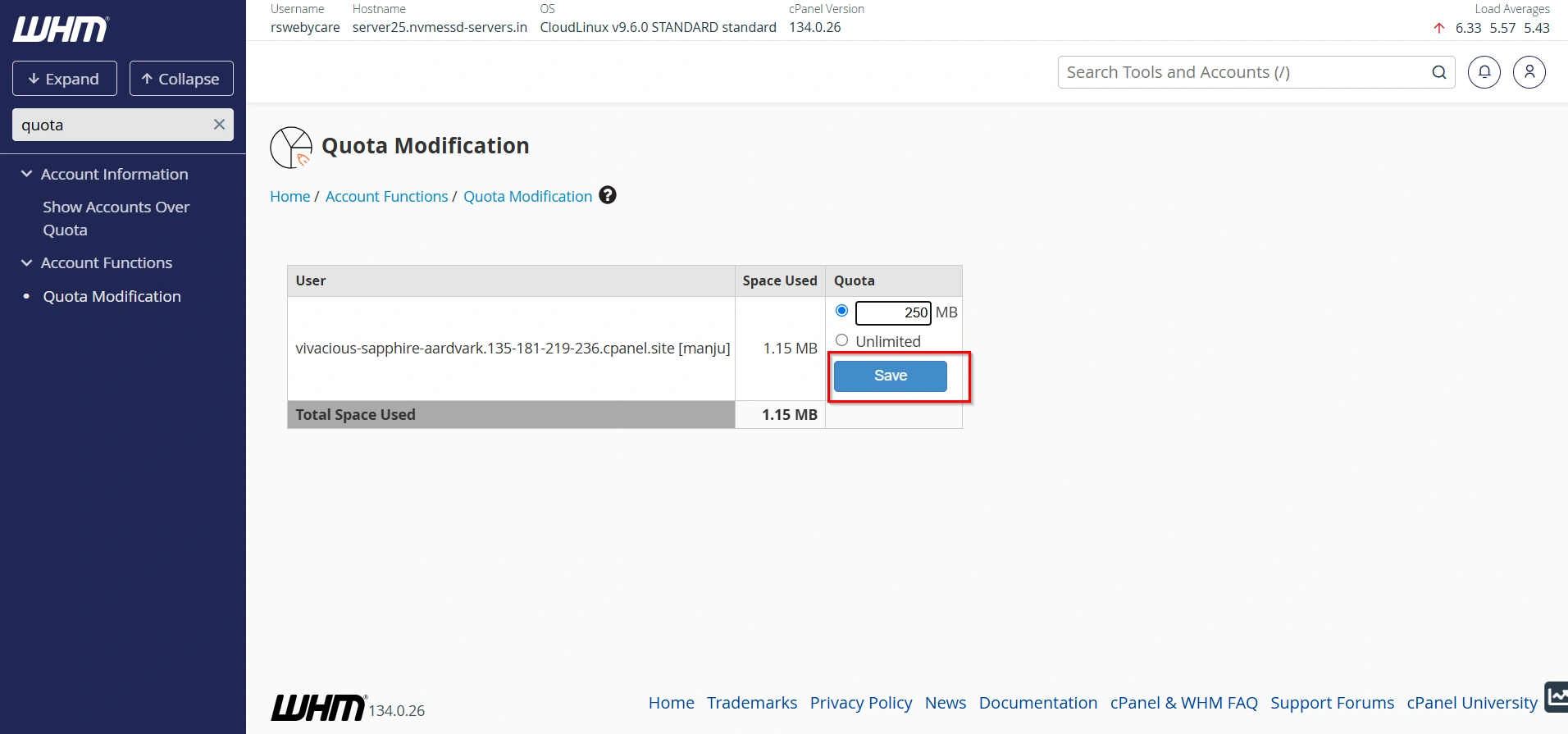 how-to-modify-hosting-account-quota-in-whm