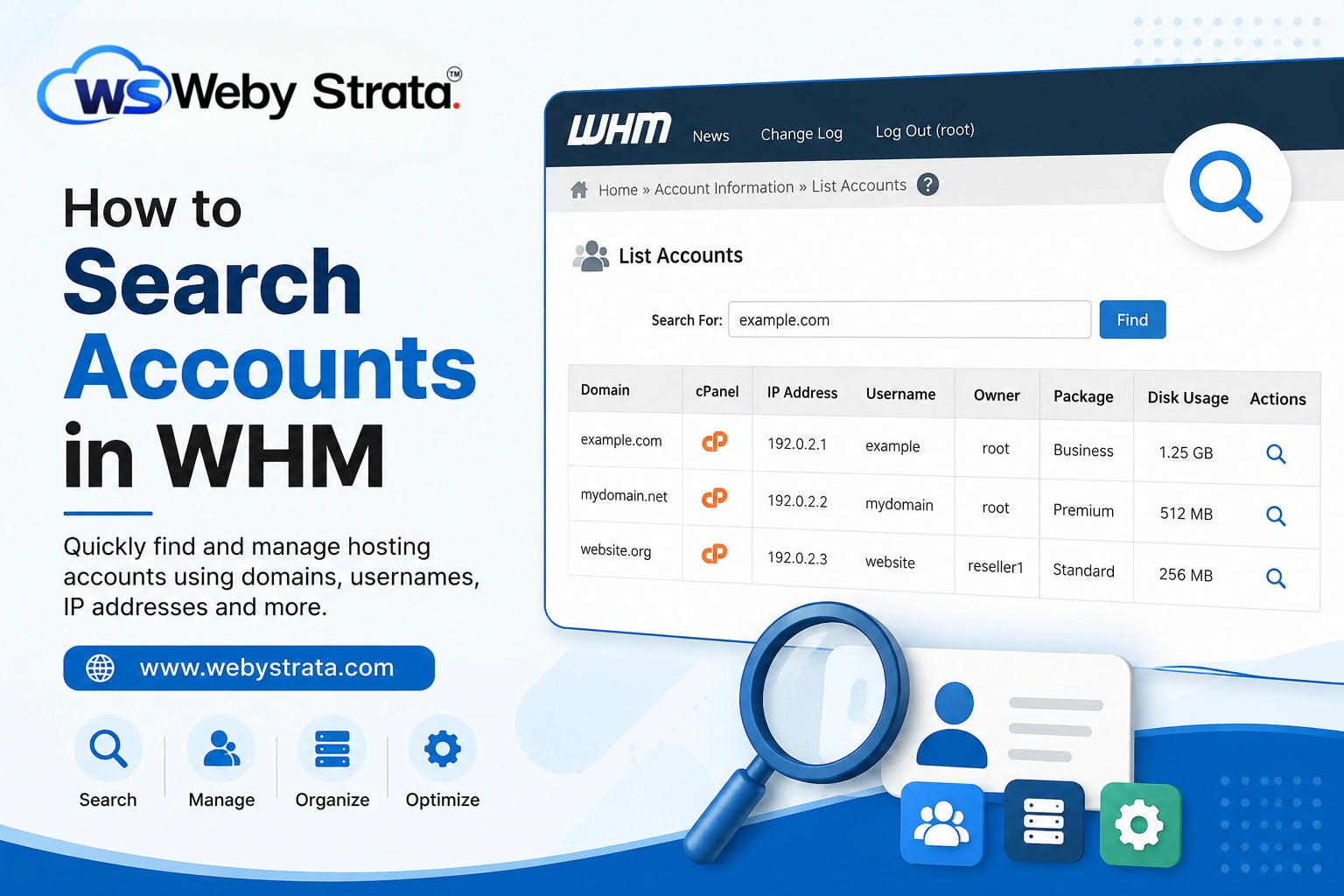 How to Search Accounts in WHM