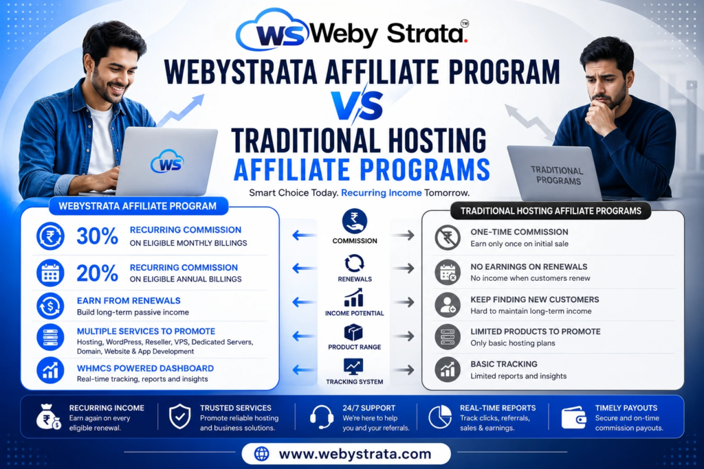 WebyStrata Affiliate Program vs Traditional Hosting Affiliate Programs